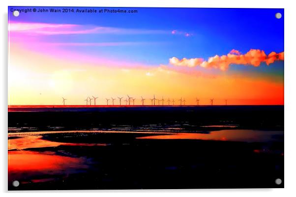 Mersey Wind Farm Acrylic by John Wain