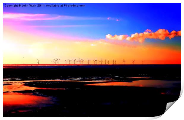 Mersey Wind Farm Print by John Wain