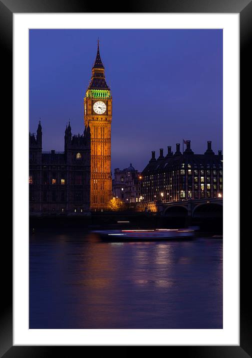 Big Ben London At Night Framed Mounted Print by Philip Pound