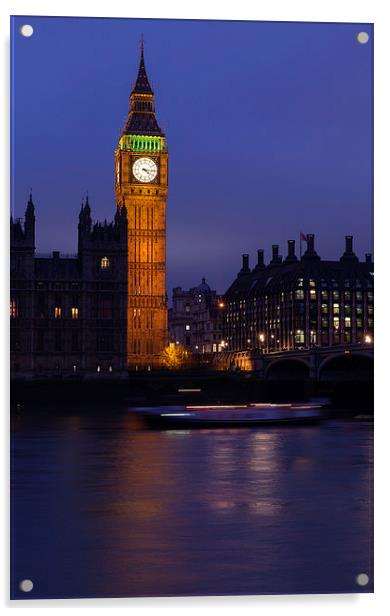 Big Ben London At Night Acrylic by Philip Pound