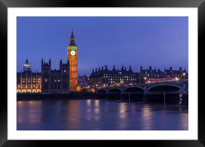 Big Ben and Westminster At Night Framed Mounted Print by Philip Pound