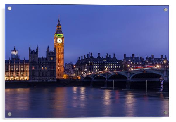 Big Ben and Westminster At Night Acrylic by Philip Pound