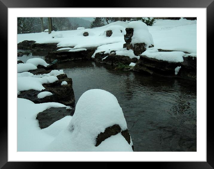 Snow on the Rocks Framed Mounted Print by Pics by Jody Adams