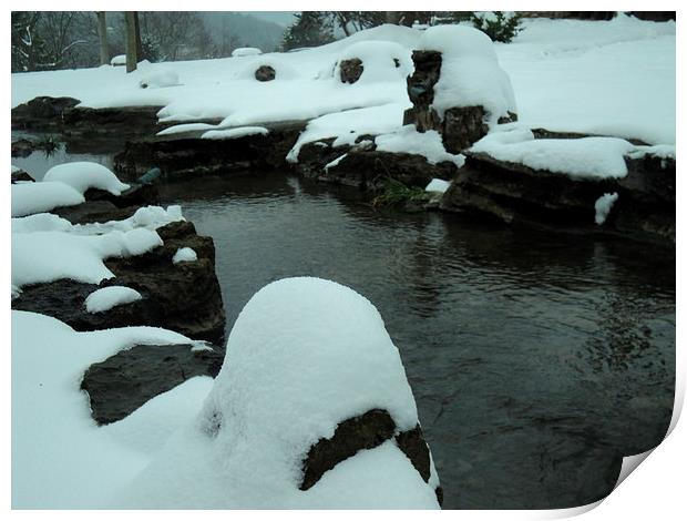 Snow on the Rocks Print by Pics by Jody Adams