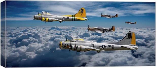 B17 Bomber escort Canvas Print by Oxon Images