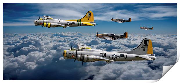 B17 Bomber escort Print by Oxon Images