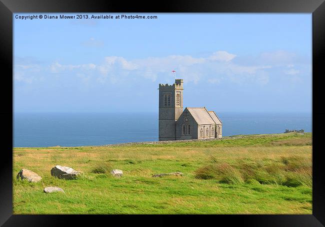 St Helena’s Church Lundy  Island  Framed Print by Diana Mower