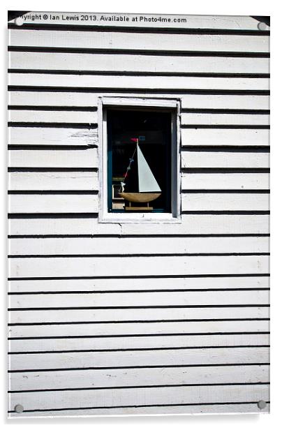 Model Boat In A Window Acrylic by Ian Lewis