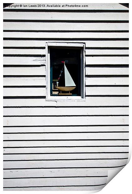 Model Boat In A Window Print by Ian Lewis