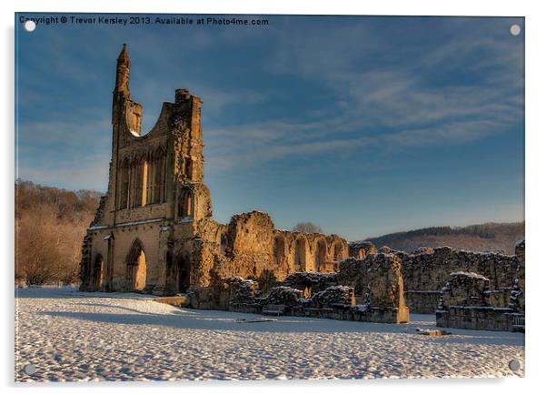 Winter at Byland Abbey Acrylic by Trevor Kersley RIP