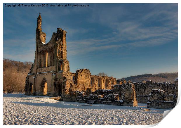Winter at Byland Abbey Print by Trevor Kersley RIP