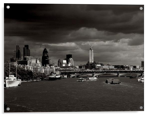 London River Thames Acrylic by Owen Black