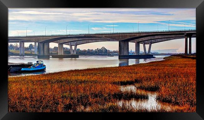 M2 Motorway Bridge River Medway Framed Print by Robert Cane