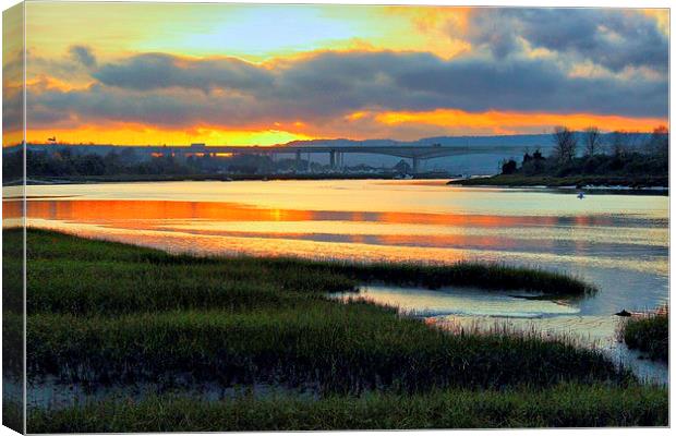 River Medway, Sunset Canvas Print by Robert Cane