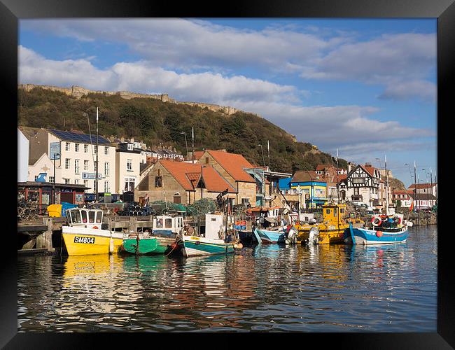 A Serene Escape Scarborough Harbour Framed Print by Tommy Dickson