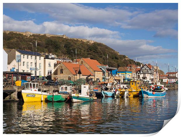 A Serene Escape Scarborough Harbour Print by Tommy Dickson