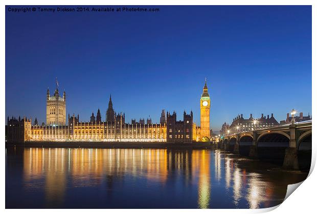 Big Ben and Parliament, London. Print by Tommy Dickson