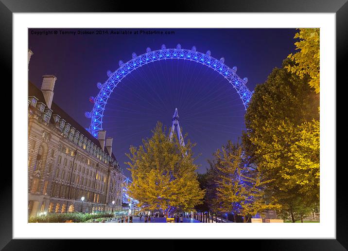 Illuminated London Eye Framed Mounted Print by Tommy Dickson