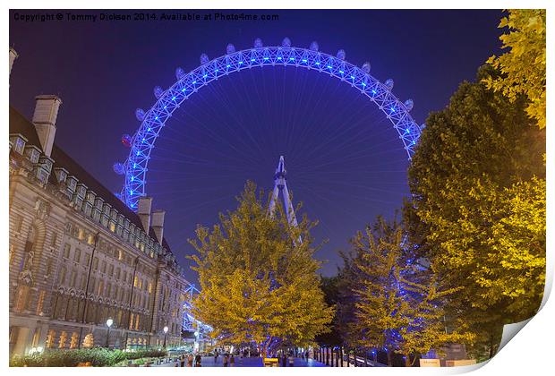 Illuminated London Eye Print by Tommy Dickson