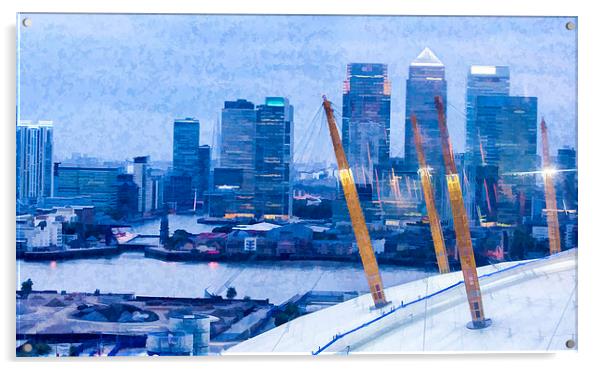London Docklands Night Aerial View Acrylic by Philip Pound