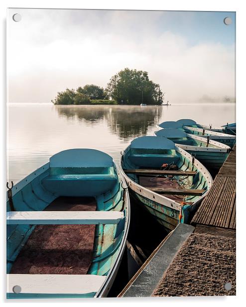 Llangorse Lake Boats Acrylic by John Pinkstone
