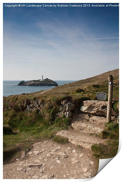 Godrevy Lighthouse, Cornwall Print by Graham Custance