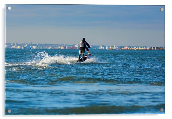 jet ski  on the water Acrylic by nick wastie