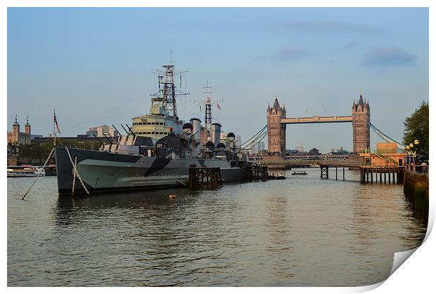 hms belfast tower bridge Print by nick wastie