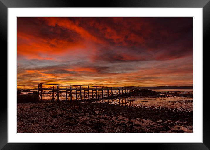 Culross Pier Sunrise Framed Mounted Print by Mike Dow