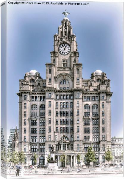 Liver Building - hand tinted effect Canvas Print by Steve H Clark