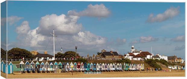Southwold Beach Huts, Beacon and Lighthouse Canvas Print by Bill Simpson