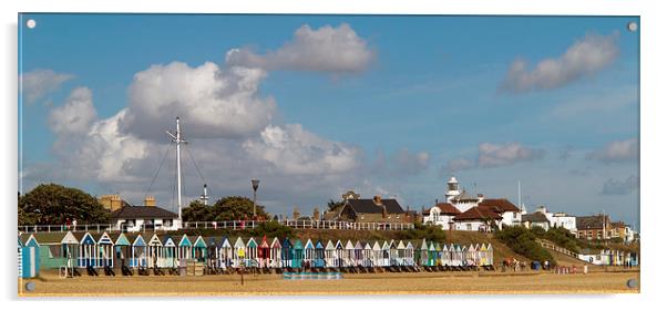 Southwold Beach Huts, Beacon and Lighthouse Acrylic by Bill Simpson