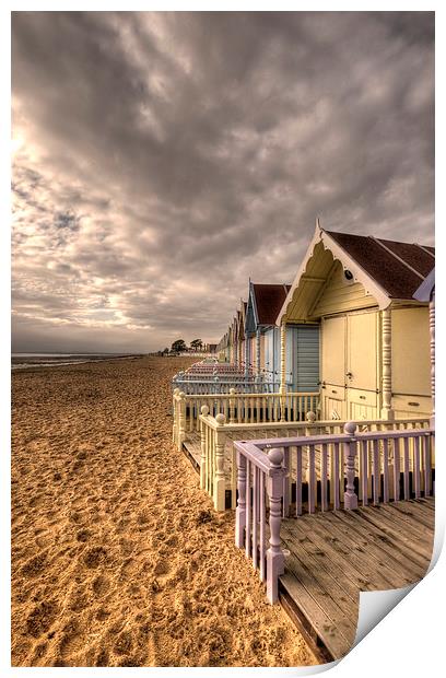 Mersea Island Beach Huts Print by Nigel Bangert