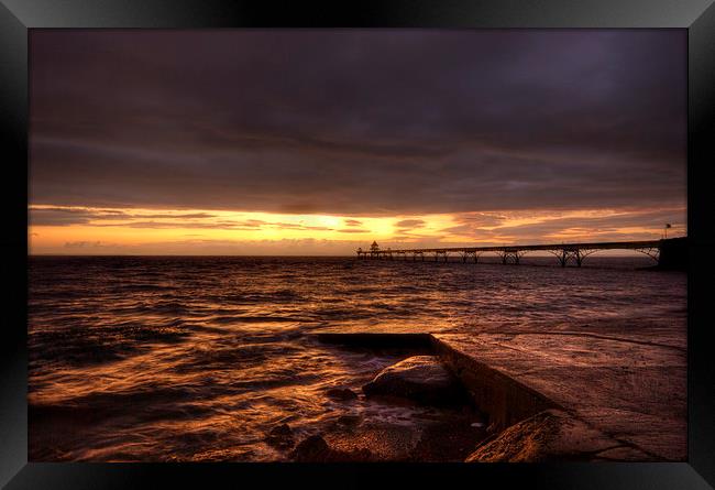 Clevedon Seafront Sunset Framed Print by Nigel Bangert