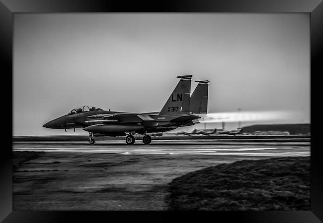 F-15E Strike Eagle Black and White Framed Print by P H