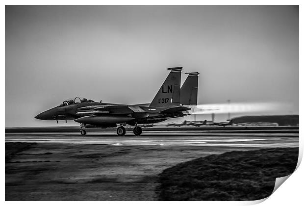 F-15E Strike Eagle Black and White Print by P H