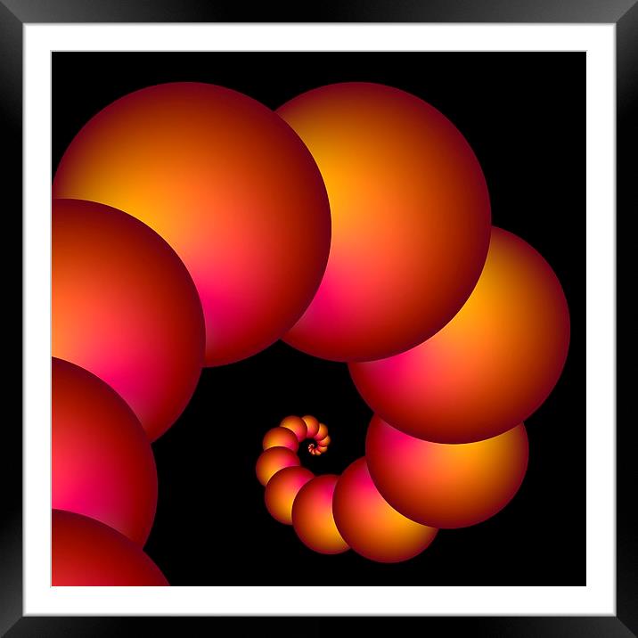 Orange Red Spiral Spheres Framed Mounted Print by Colin Forrest