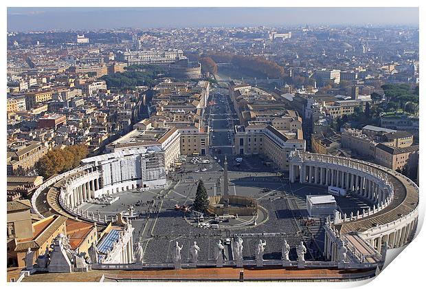 View from Dome of St Peters Basilica Print by Tony Murtagh
