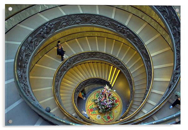 Spiral Staircase in Vatican Museum Acrylic by Tony Murtagh