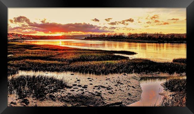 River Medway, Sunset Framed Print by Robert Cane