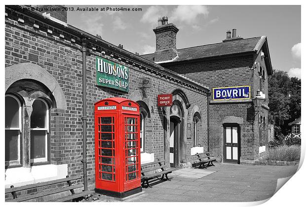 Colour popped work of Hadlow Road Station, Wirral Print by Frank Irwin