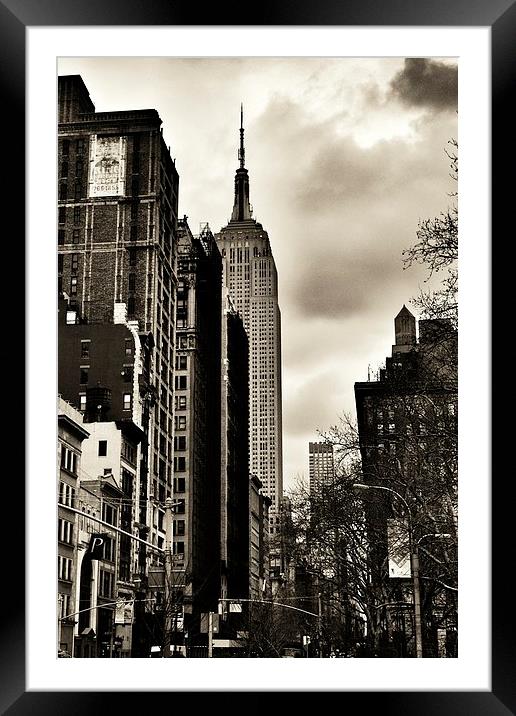 Empire State Framed Mounted Print by Andrew Warhurst