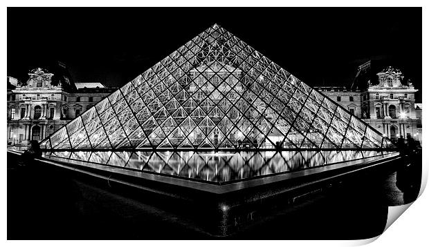 Musée du Louvre at night Print by Malcolm Smith