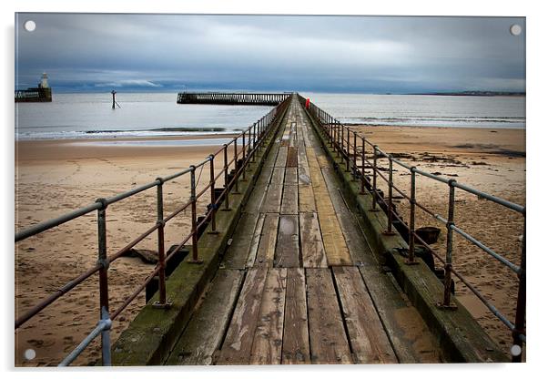 Wooden Pier at Blyth Northumberland Acrylic by Jim Jones