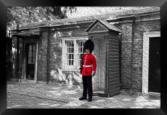 Coldstream Guard at Clarence House Framed Print by David Dumbell