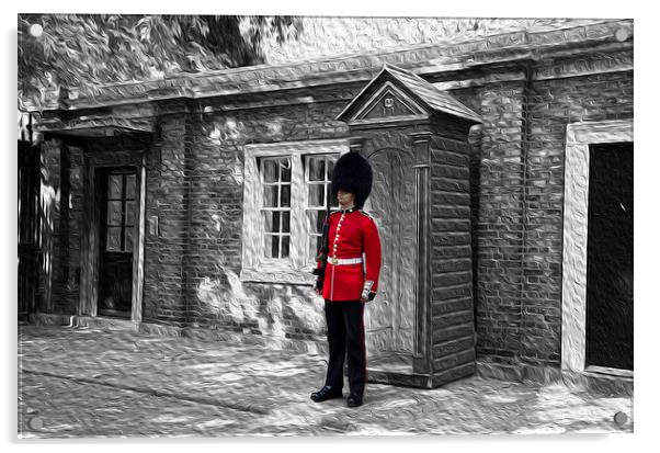 Coldstream Guard at Clarence House Acrylic by David Dumbell