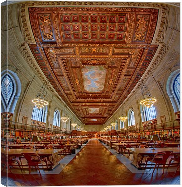 Rose Main Reading Room At The NYPL Canvas Print by Susan Candelario