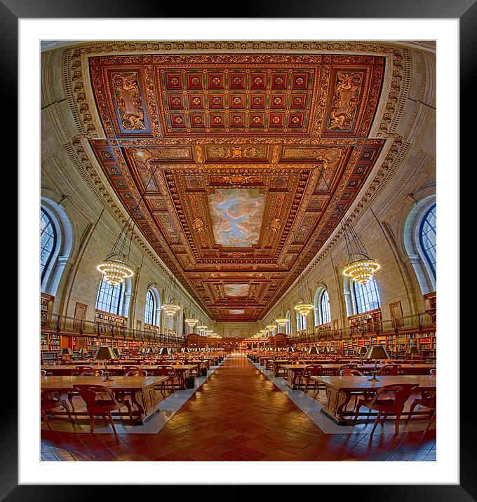 Rose Main Reading Room At The NYPL Framed Mounted Print by Susan Candelario