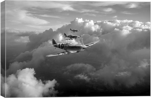 Spitfires among clouds black and white version Canvas Print by Gary Eason