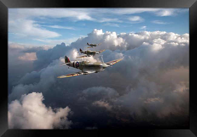 Spitfires among clouds Framed Print by Gary Eason